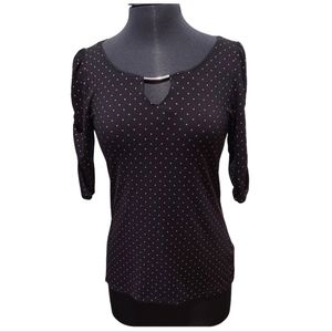 White House Black Market Black with pink polka dot top